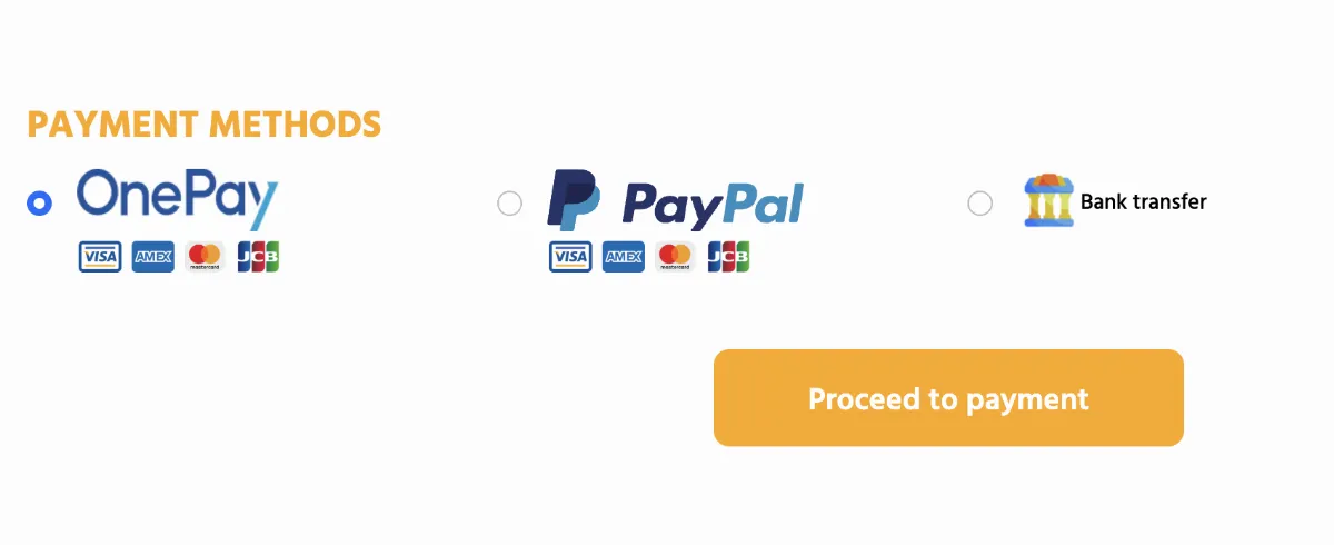 Payment methods at Vietnam-Airports.com