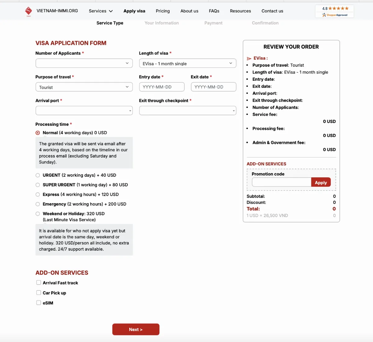 Step-by-step guide to completing the Vietnam-immi.org's visa service form