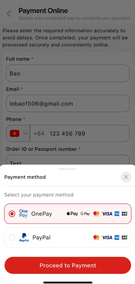 Step-by-Step Payment Instructions on the Vietnam Immi Mobile App (iOS & Android)