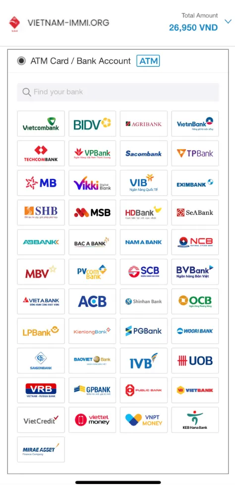 Step-by-Step Payment Instructions on the Vietnam Immi Mobile App (iOS & Android)