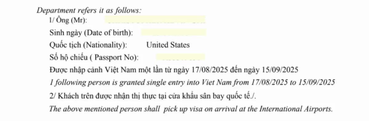 Vietnam Visa Approval Letter: New Format Introduced from September 16, 2025