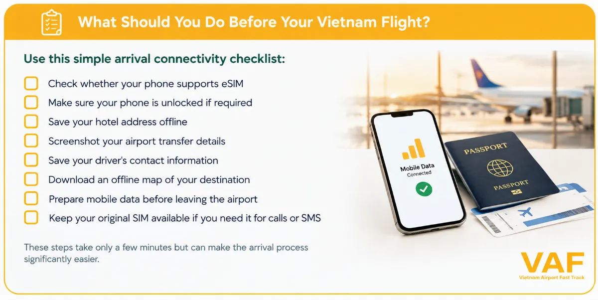 Prepare your Vietnam airport transfer and mobile connection before your flight